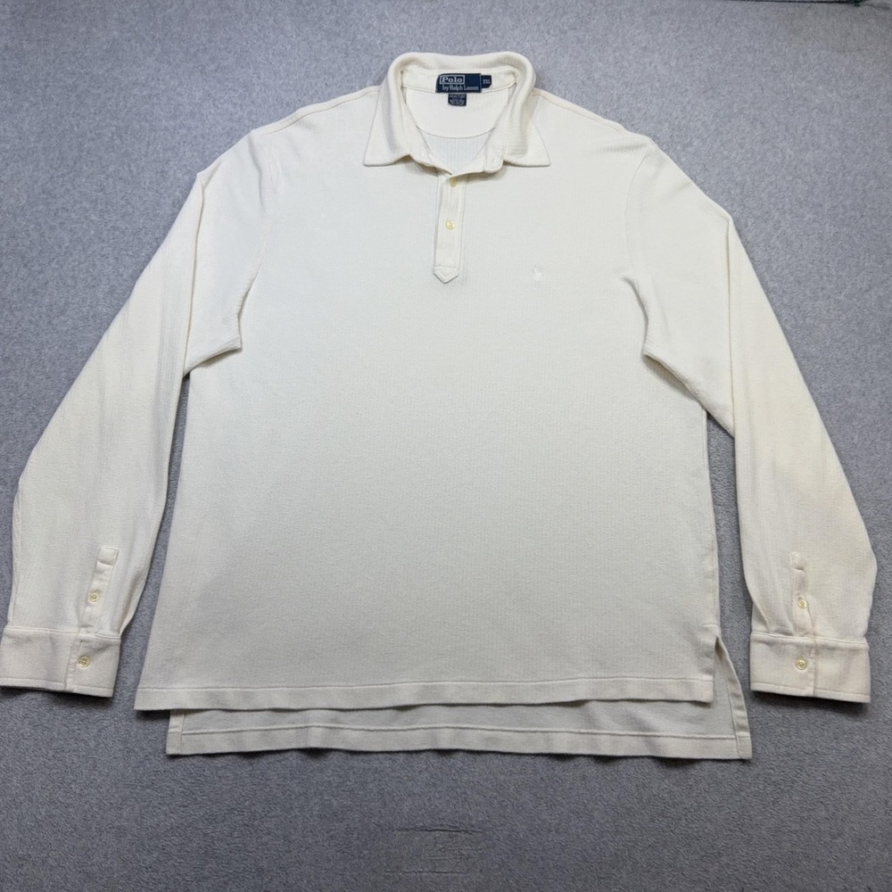 Polo Ralph Lauren Polo Shirt Mens XXL Off White Sweater Knit Long Sleeve Casual